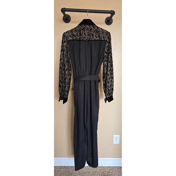 Vintage John Roberts black and gold jumpsuit long sleeved women's size 6 - Picture 5 of 9